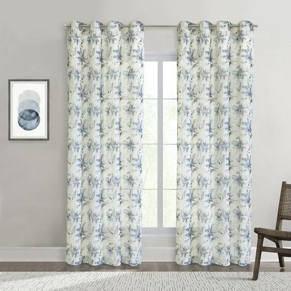 Habitat Florence Sheer Grommet Subtle Watercolor Floral Design Curtain Panel for Livingroom Bedroom 52" x 95" Multicolor