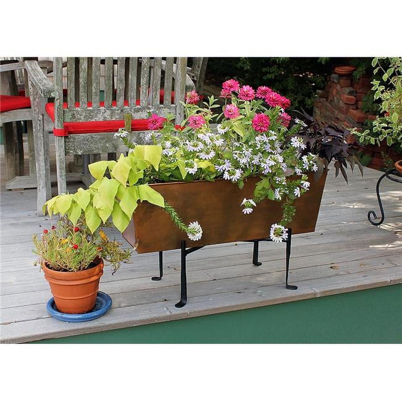 Urban Elegance 24" Satin Copper Flower Box with Iron Stand