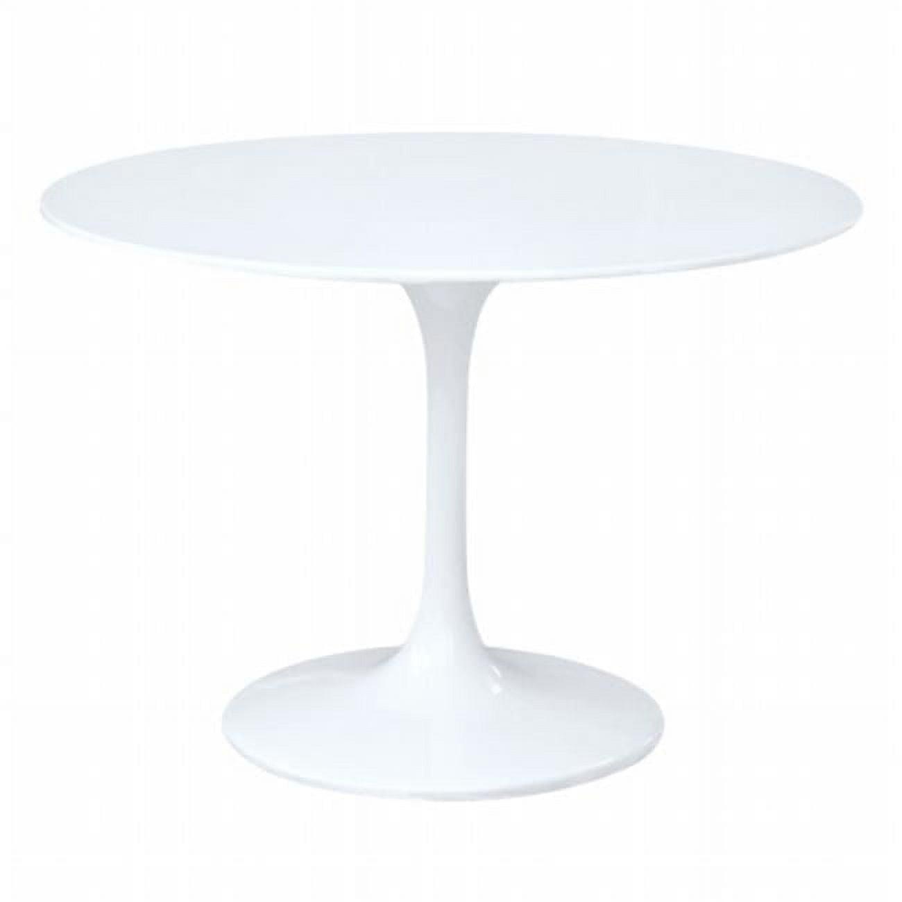 White Round Fiberglass Dining Table with Cast Aluminum Base