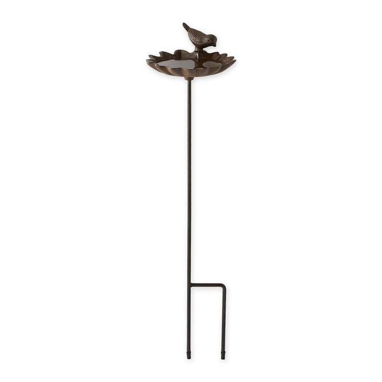 Bronze Cast Iron Flower Shaped Bird Bath with Bird