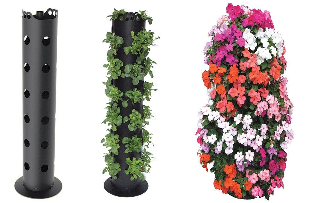 Sleek Vertical Free-Standing 3-Feet Black Planter Tower