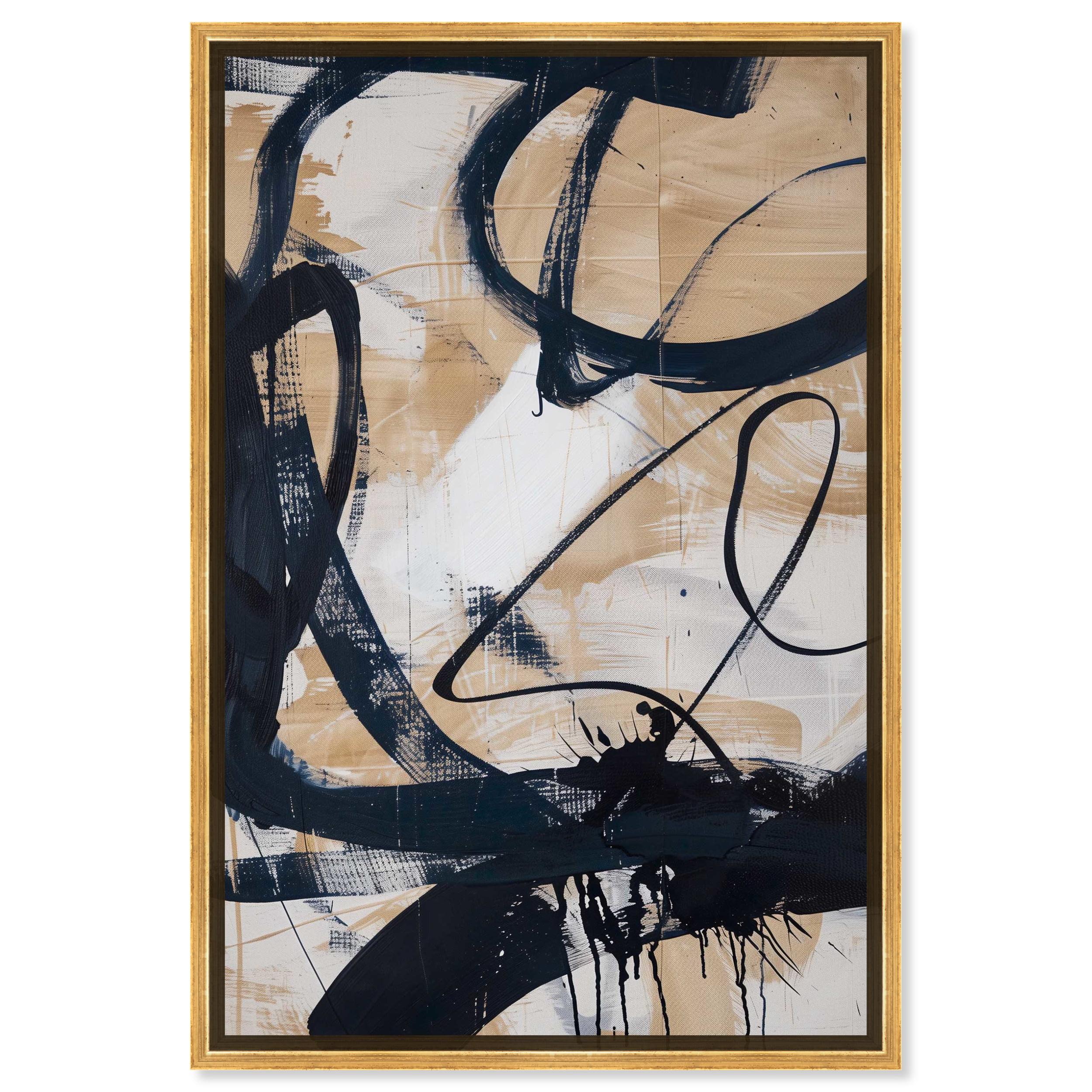 Flowing Abstract Shapes Wall Art Canvas Wall Art by Art Remedy, Gold Floater Frame, 21.5" x 31.5"