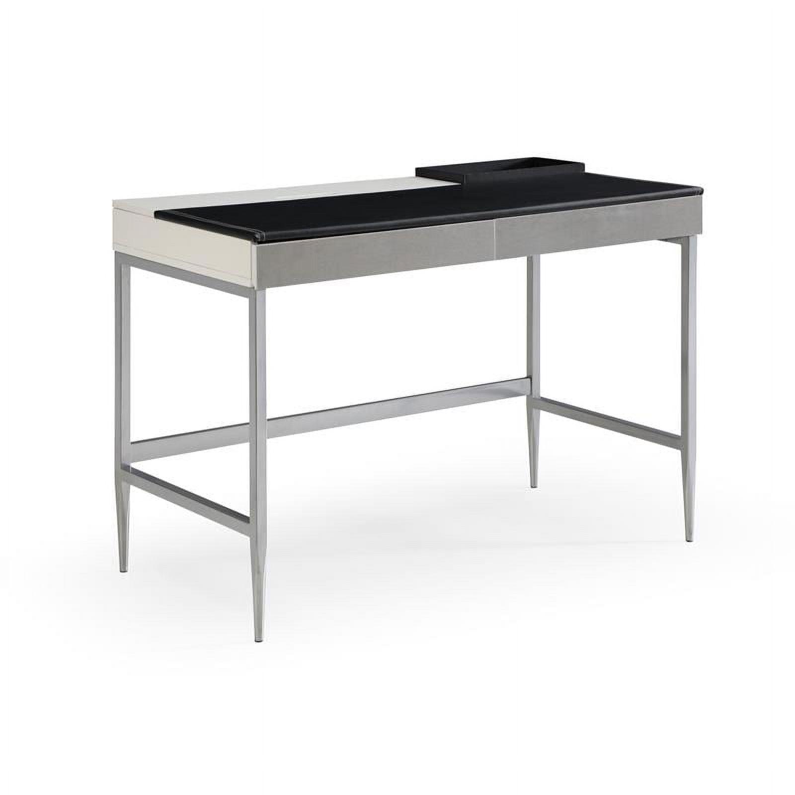 Black and Grey MDF Writing Desk with Drawers, 43.3" x 21.6" x 30"