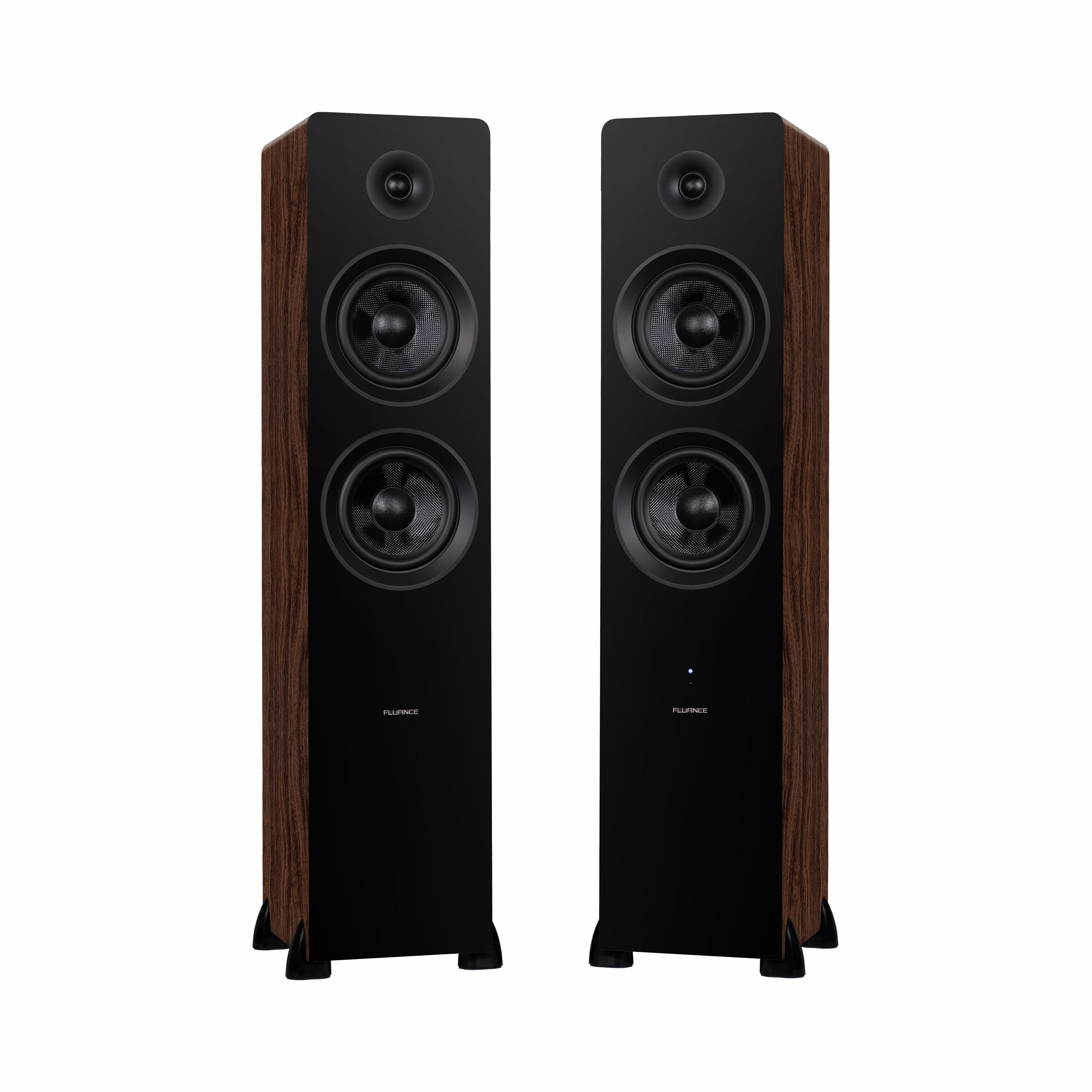 Fluance Ai81 Powered 2-Way Floorstanding Tower Speakers with 150W Built-in Amplifier for TV, Turntable, PC and Bluetooth