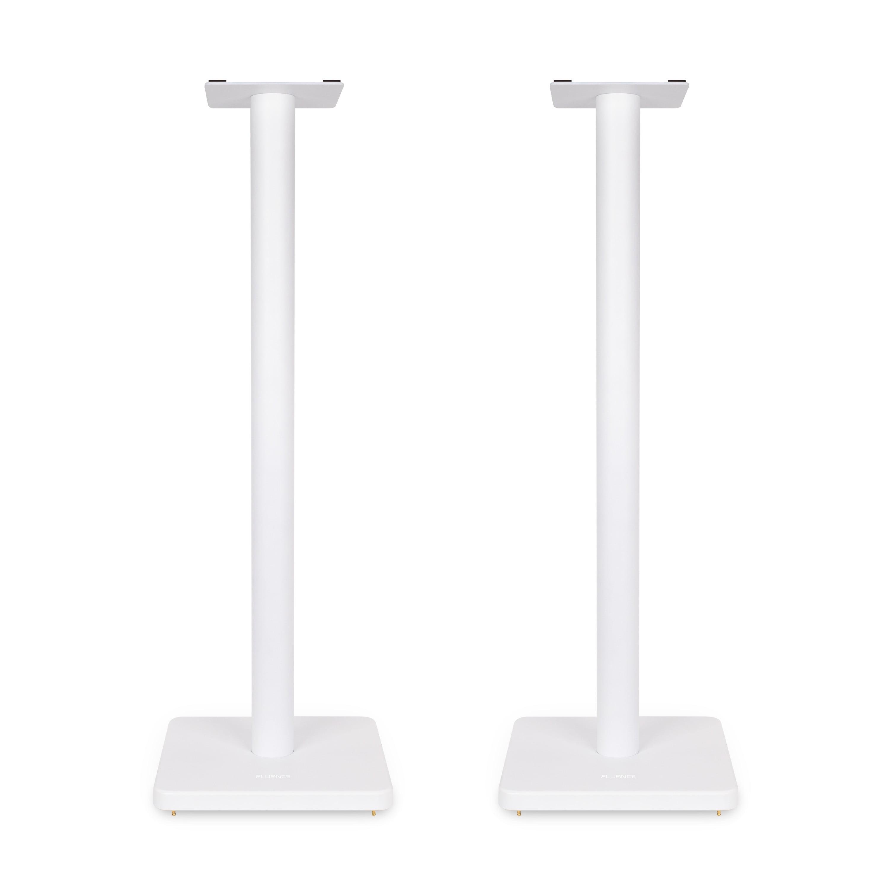 Fluance Floor Speaker Stands for Surround Sound and Bookshelf Speakers with Cable Management - Square Base/Pair (SS05SWH