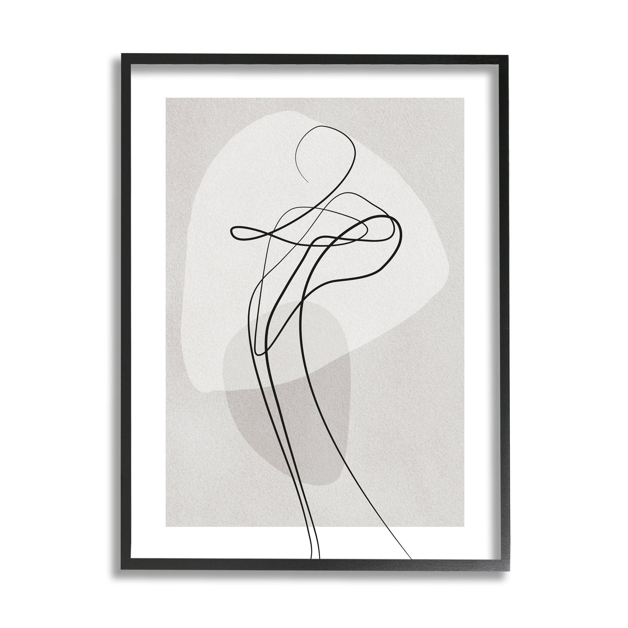 Fluid Human Form Abstract Bold Linework 16 in x 20 in Framed Painting Art Prints, by Stupell Home Décor