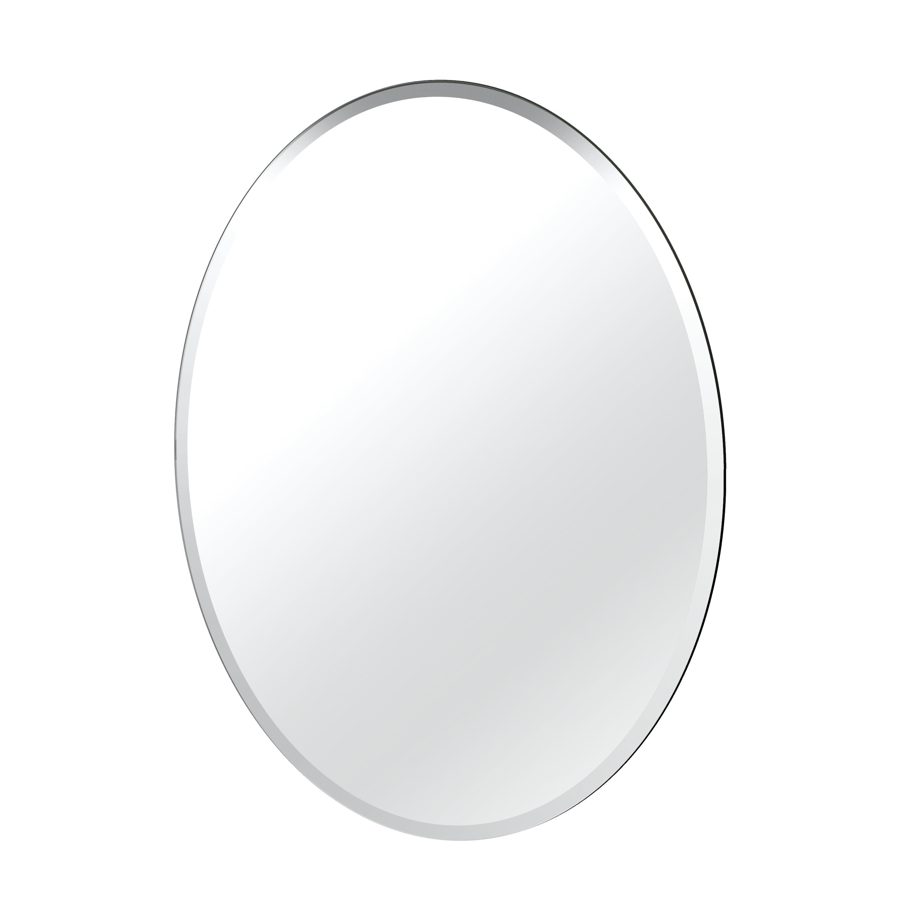 Flush Mount Frameless Beveled Oval Bathroom Vanity Mirror