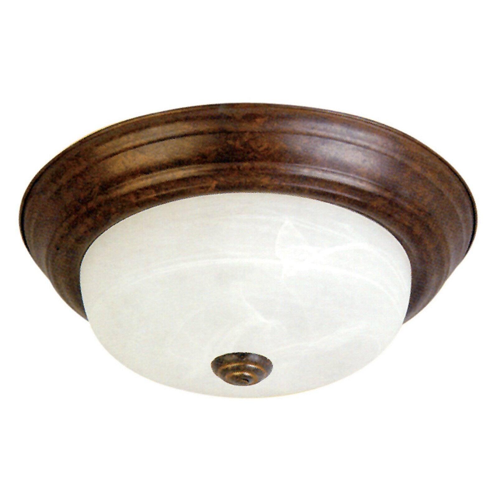 Satin Nickel 13" Flush Mount with Marble Glass Shade