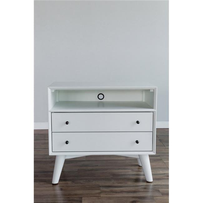 Gray Transitional 28" Mid-Century Modern 2-Drawer Nightstand