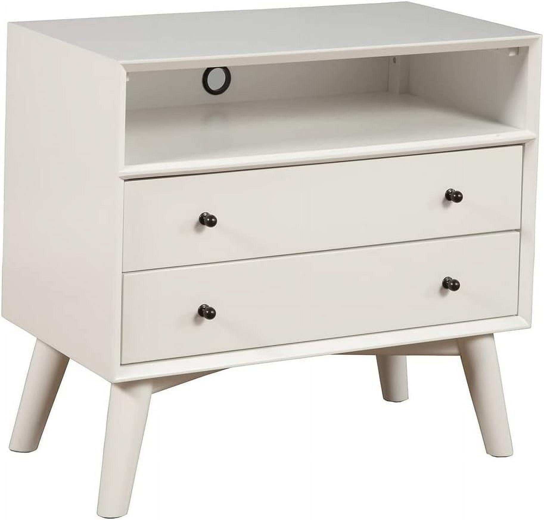 Gray Transitional 28" Mid-Century Modern 2-Drawer Nightstand