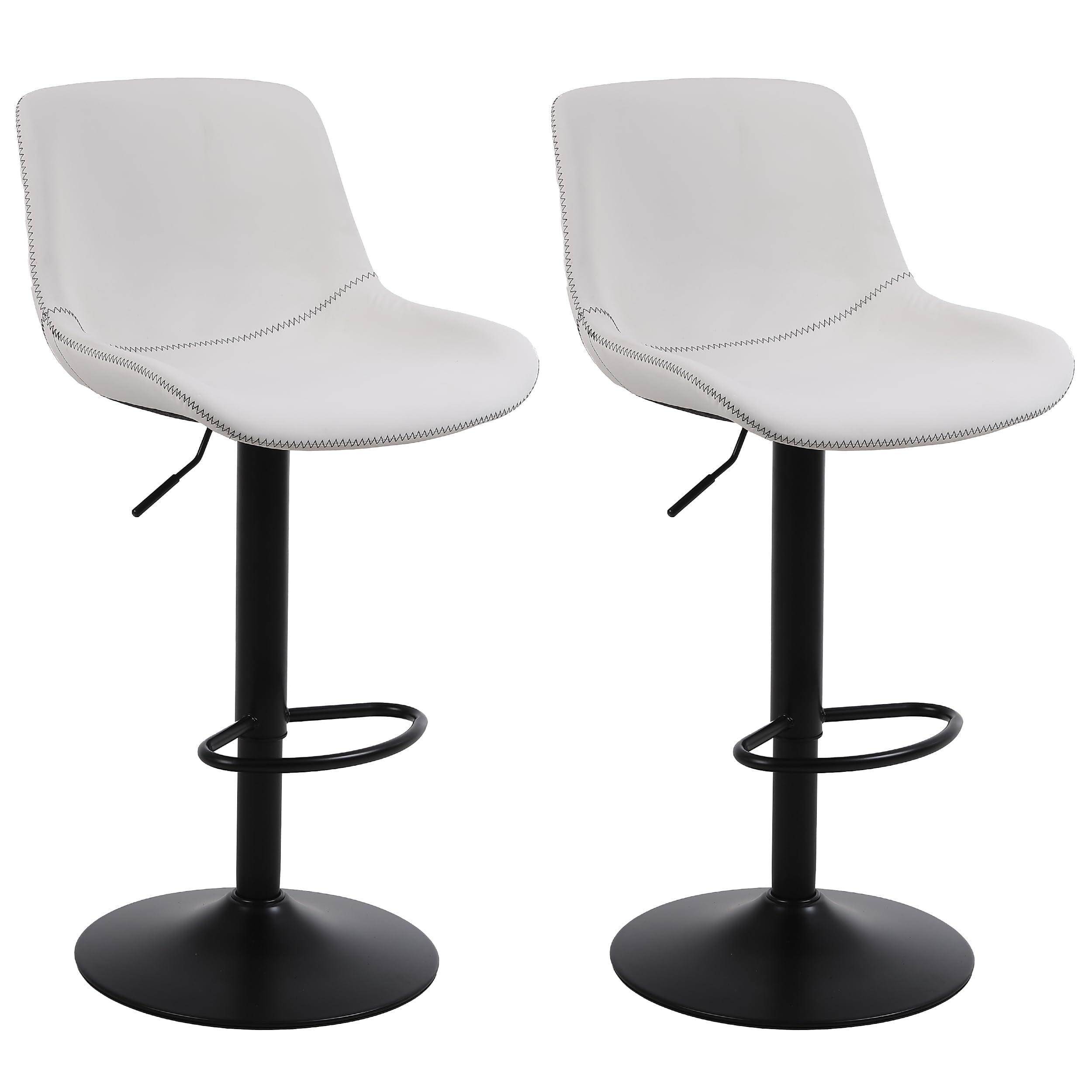 HOMCOM Adjustable Bar Stools Set of 2, Swivel Bar Height Chairs Barstools Padded with Back for Kitchen, Counter, and Home Bar