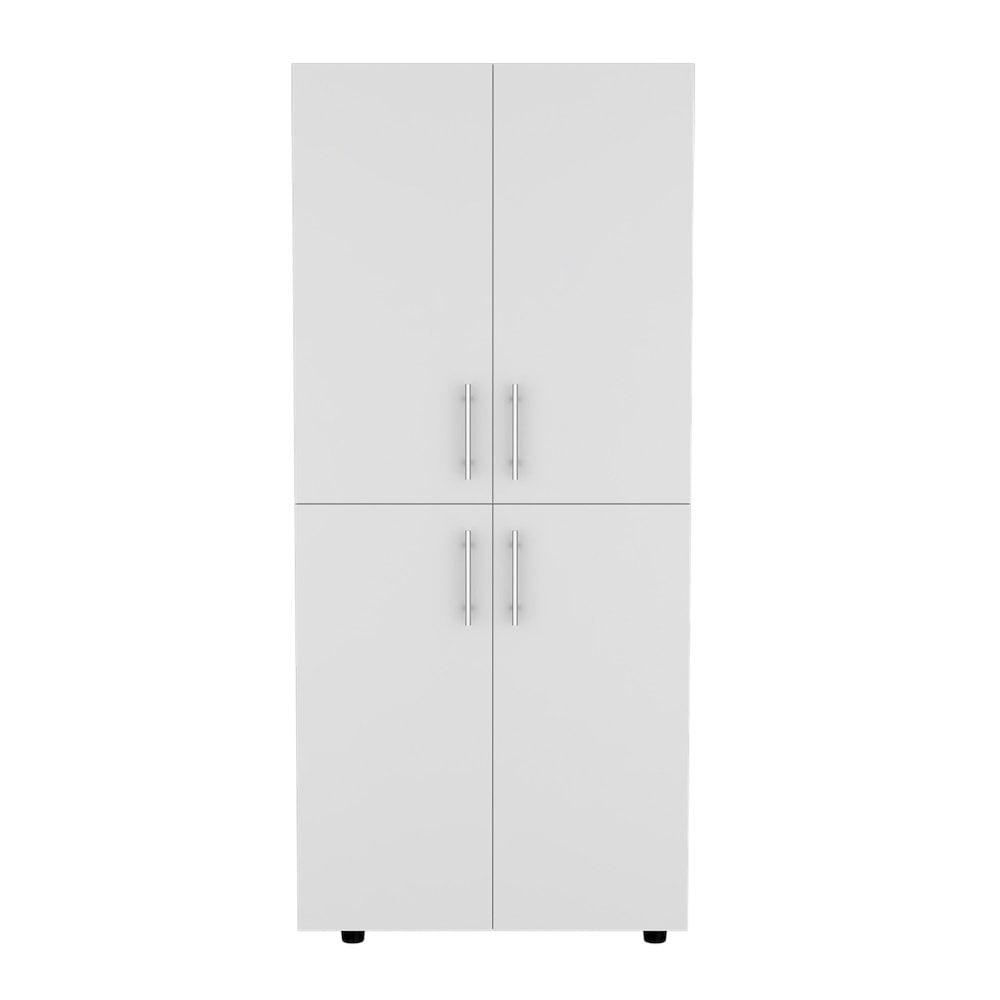 George Oliver Hazel Armoire In Melamine With 2 Doors , 4 Shelves And 2 Clothes Hanging Bar