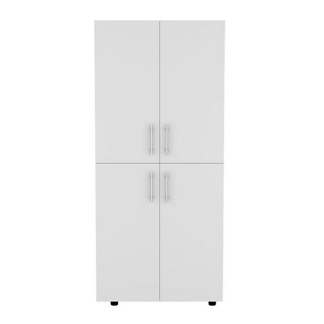 George Oliver Hazel Armoire In Melamine With 2 Doors , 4 Shelves And 2 Clothes Hanging Bar