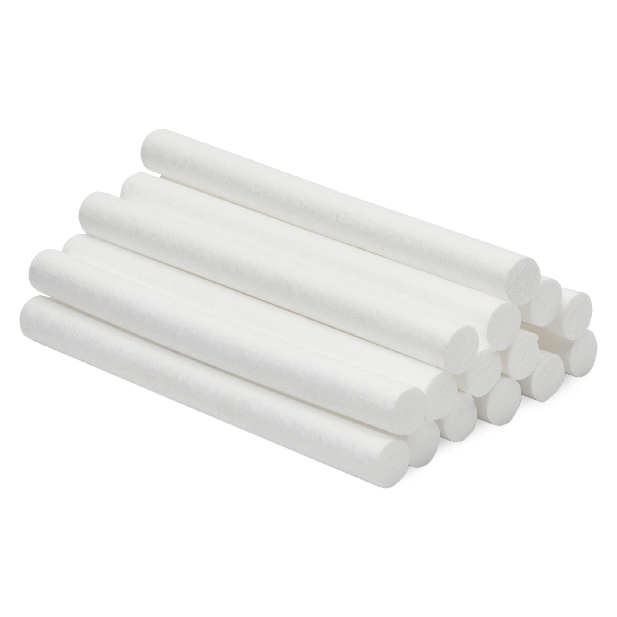 White Expanded Polystyrene Craft Foam Cylinders, 10" x 0.9", 15 Pack