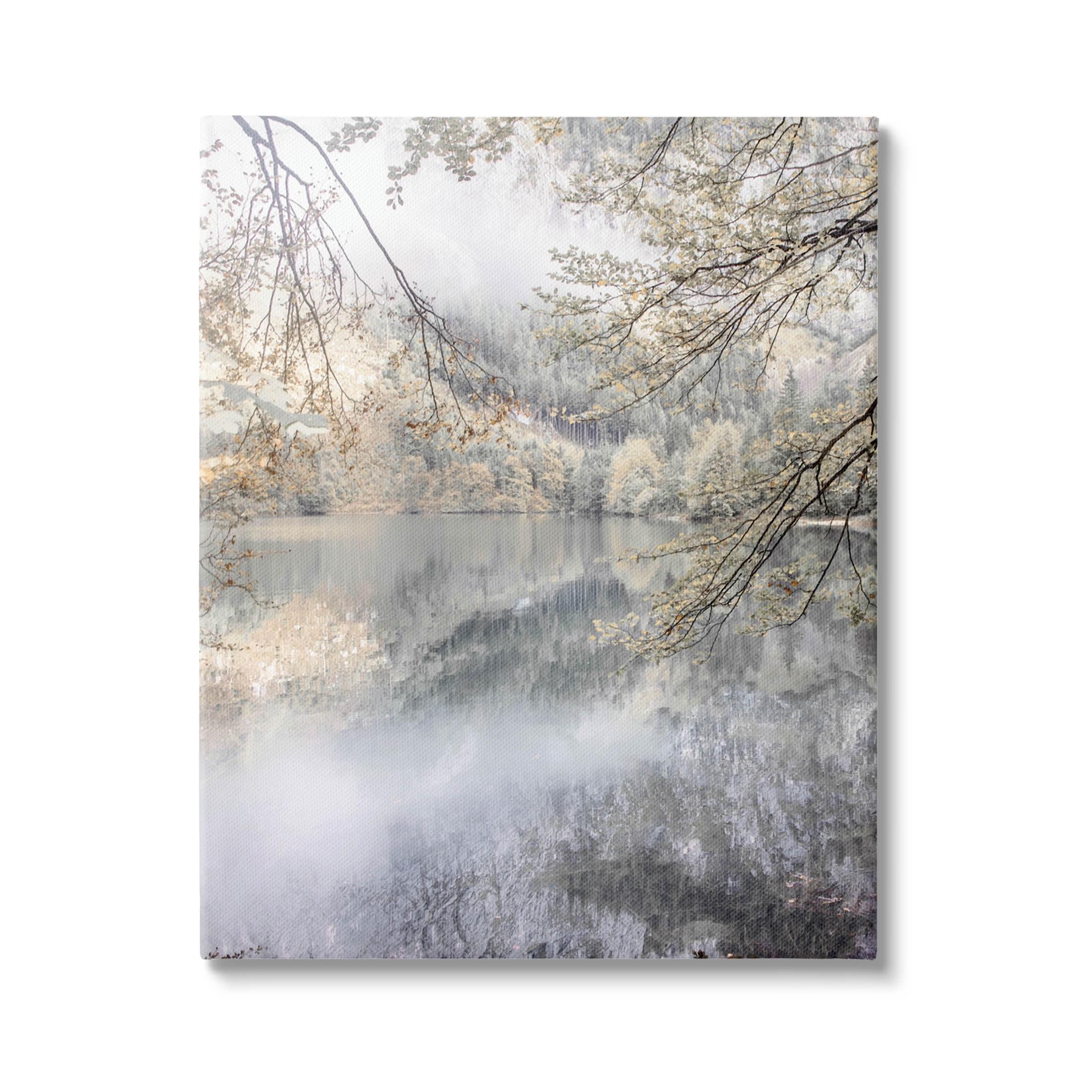 Foggy Pond Landscape Reflection Canvas Wall Art