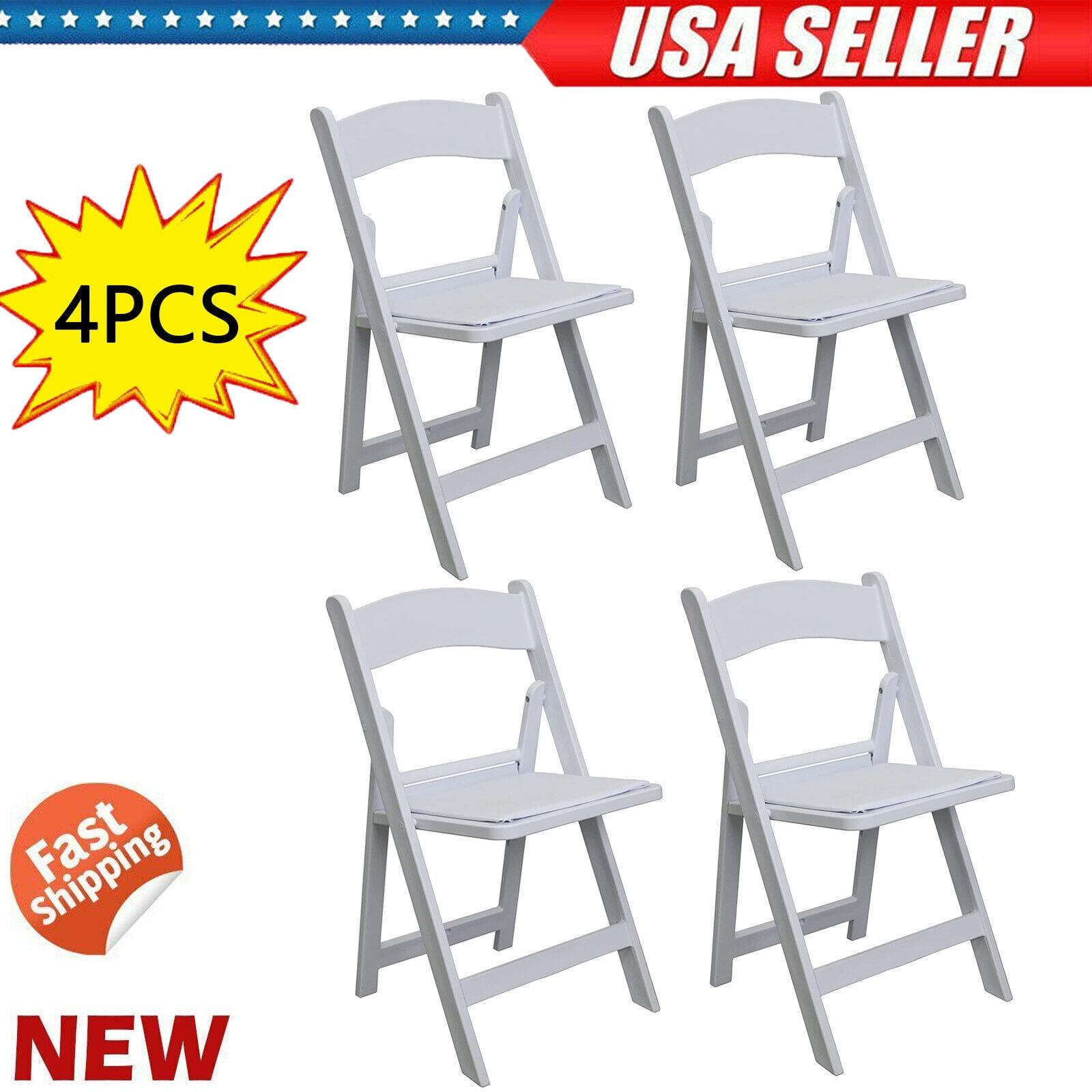 4 Pack Folding Chairs, Lightweight Resin Folding Chairs, Comfortable Event Chair Padded Seats Indoor Outdoor for Party Picnic School Wedding, White