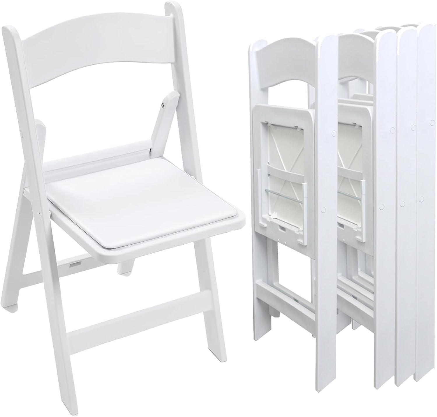 4 Pack Folding Chairs, Lightweight Resin Folding Chairs, Comfortable Event Chair Padded Seats Indoor Outdoor for Party Picnic School Wedding, White