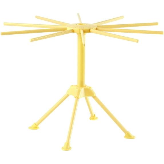 Foldable Pasta Drying Rack, Plastic Collapsible Spaghetti Hanger Noodle Dryer Stand with 10 Bar Handles for Homemade Fresh Pasta, Stable, Easy Storage, Quickly Set Up (Yellow)