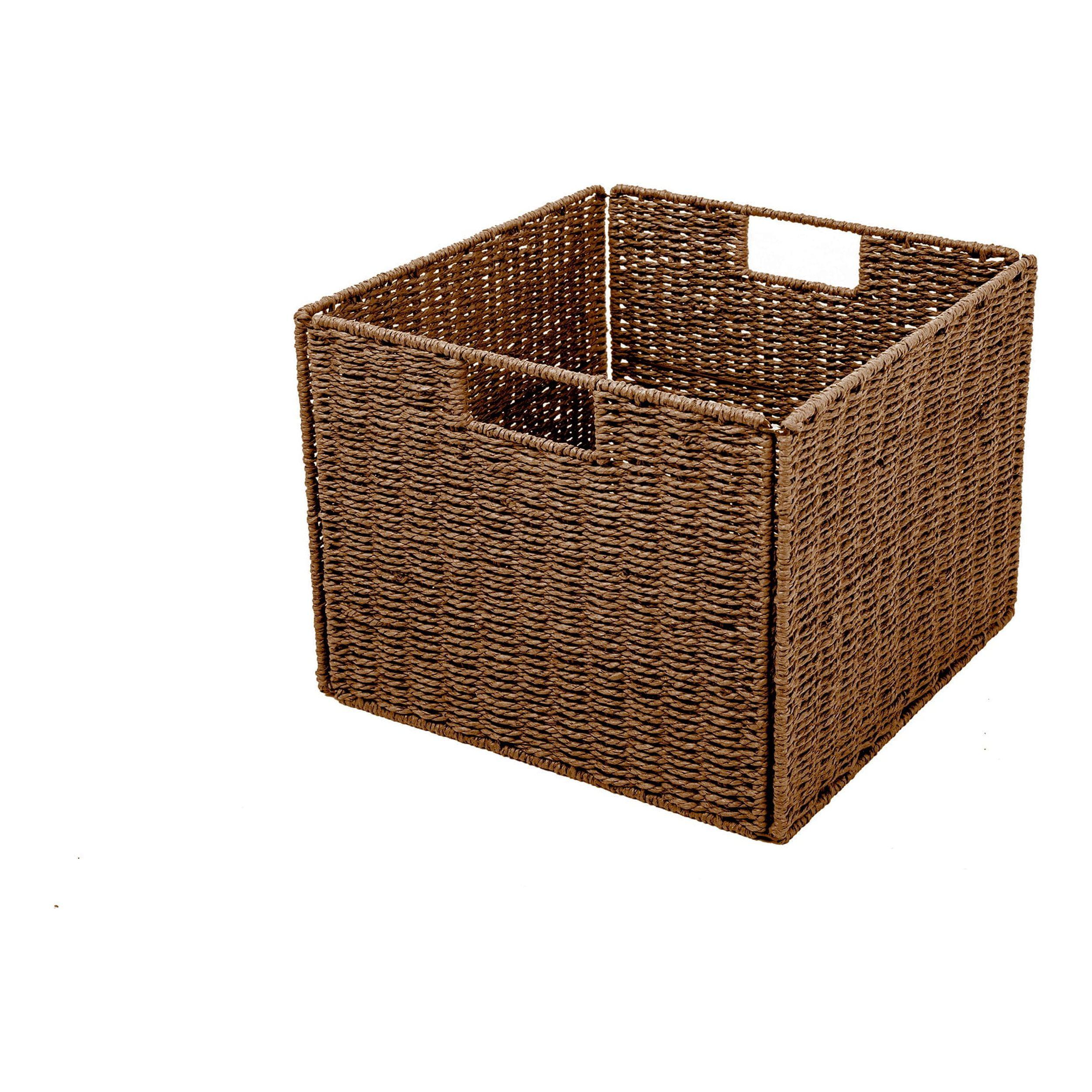 Brown Wicker Foldable Storage Basket with Iron Frame