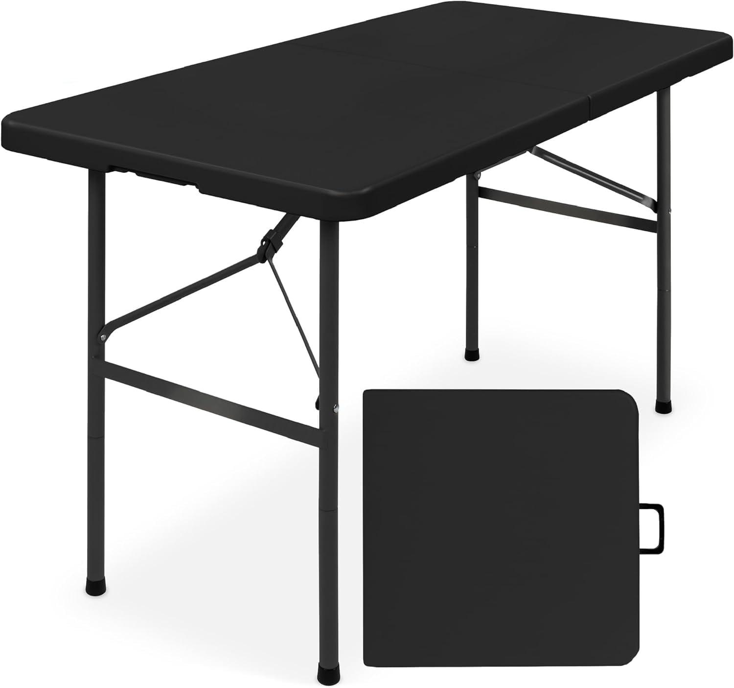 Simpli-Magic 4ft Black Plastic Folding Table with Steel Legs