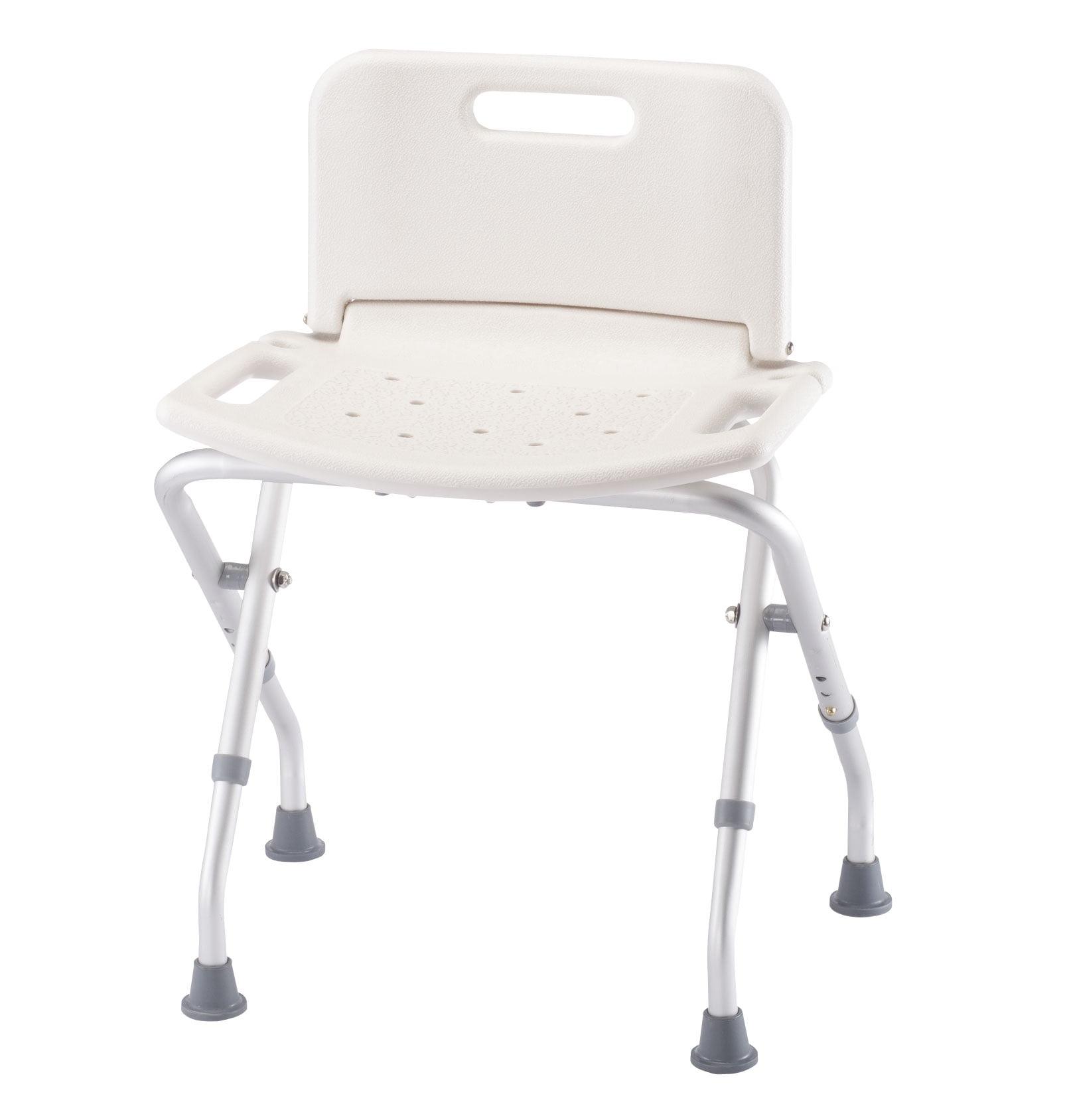 Adjustable Folding White Plastic Shower Chair with Back Support