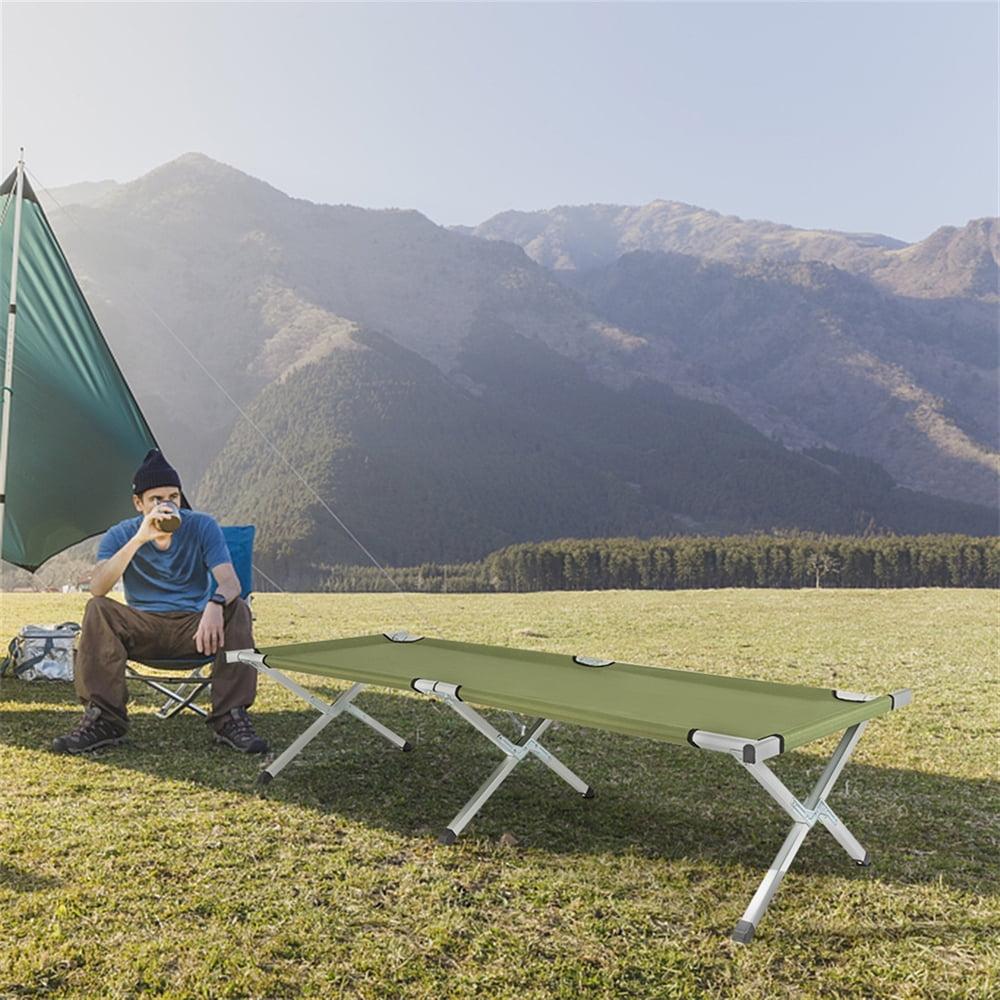 Army Green Aluminum Folding Camping Cot with Carry Bag