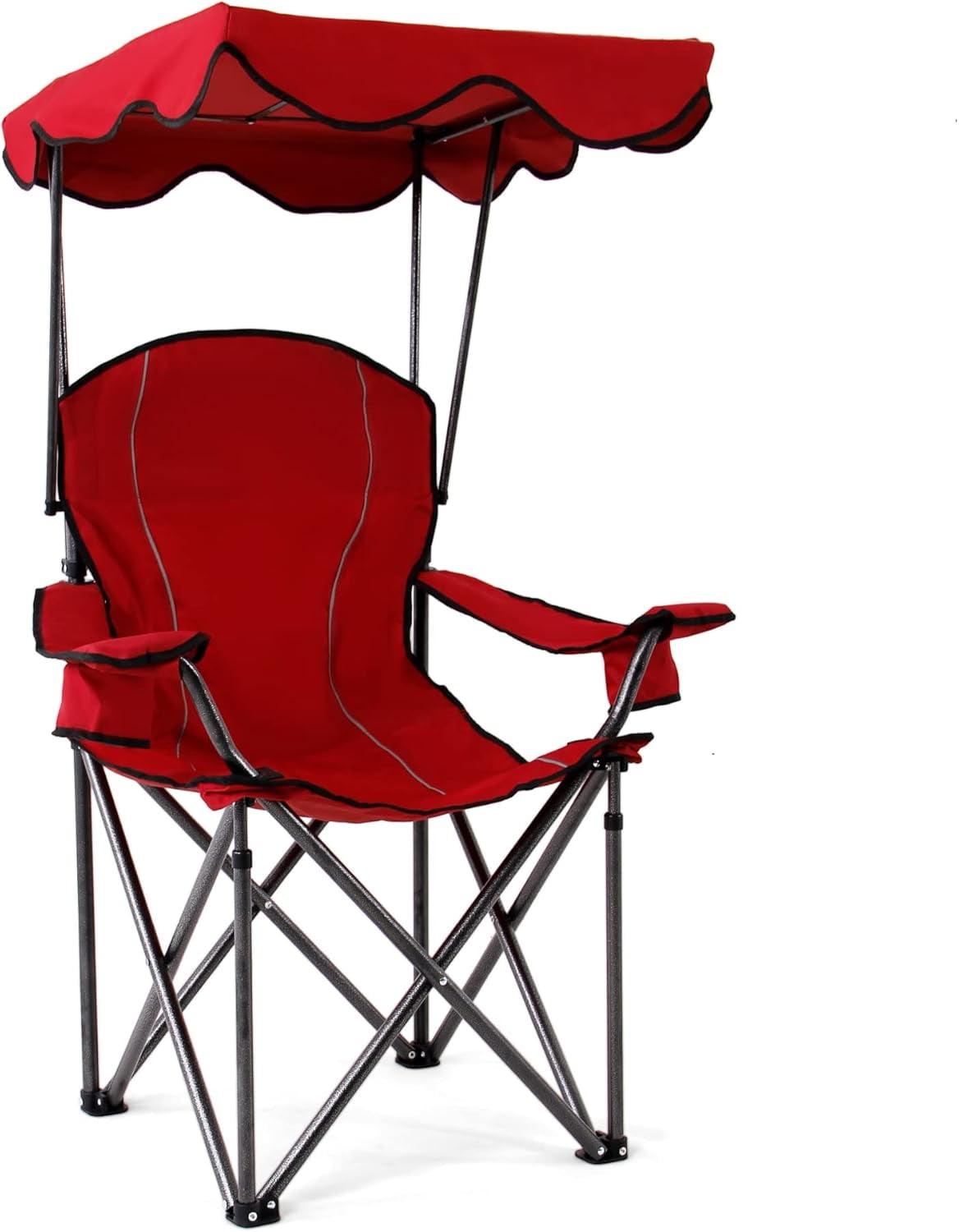 Arlmont & Co. Portable Folding Beach Canopy Chair With Cup Holders