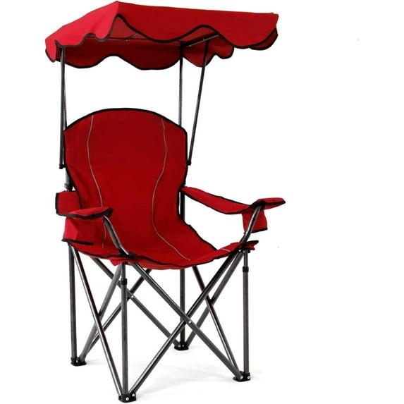Arlmont & Co. Portable Folding Beach Canopy Chair With Cup Holders
