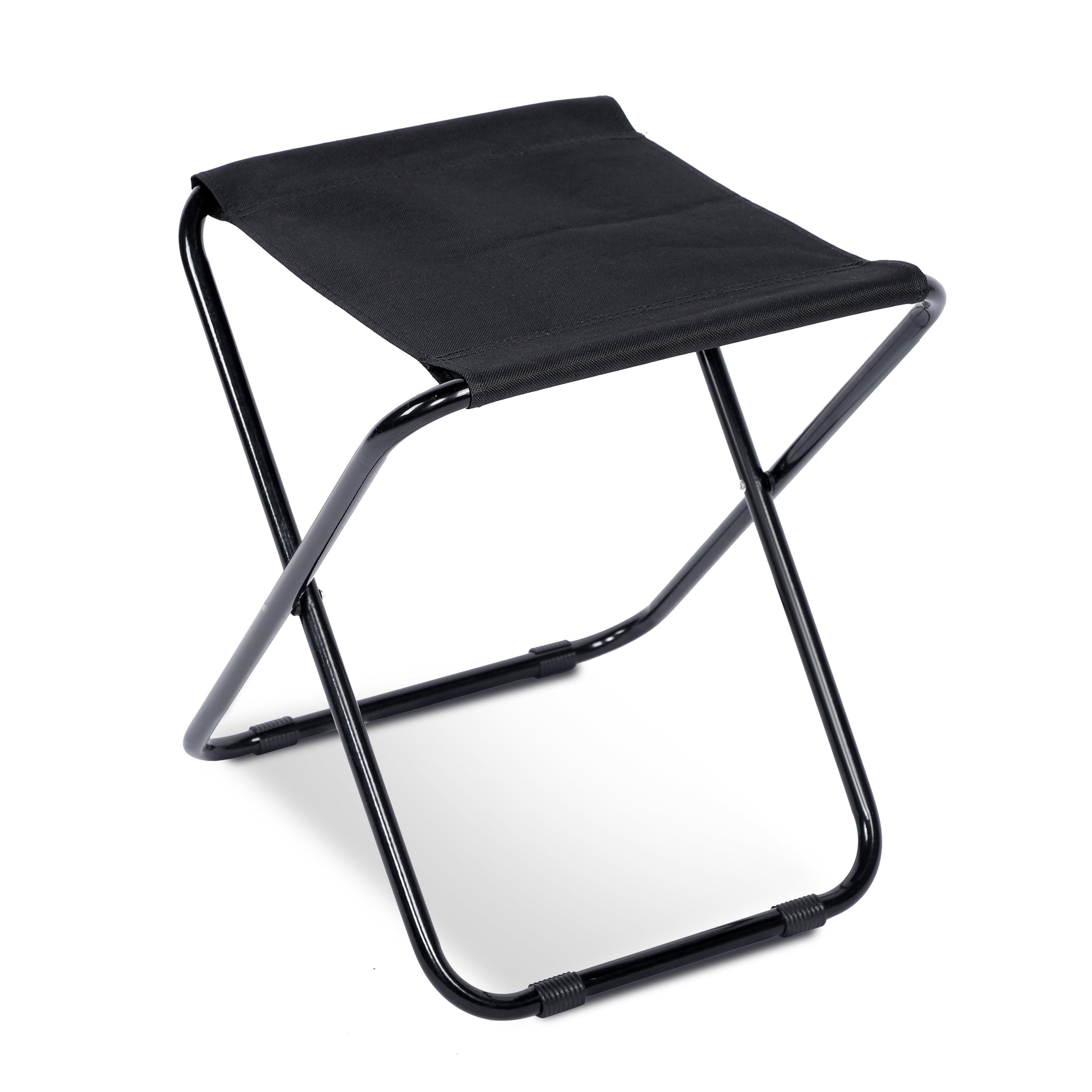 Black Metal Folding Camping Stool with Oxford Cloth Seat