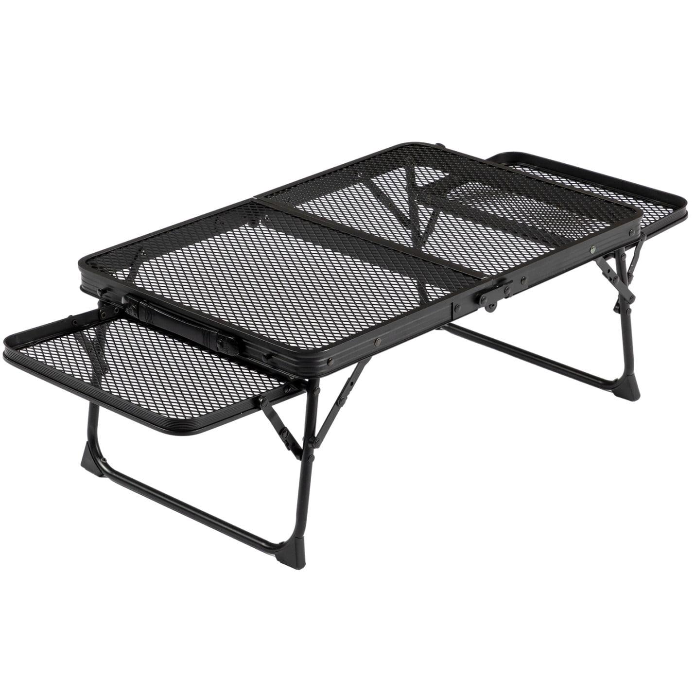 Black Cast Aluminum Folding Picnic Table with Wing Panels