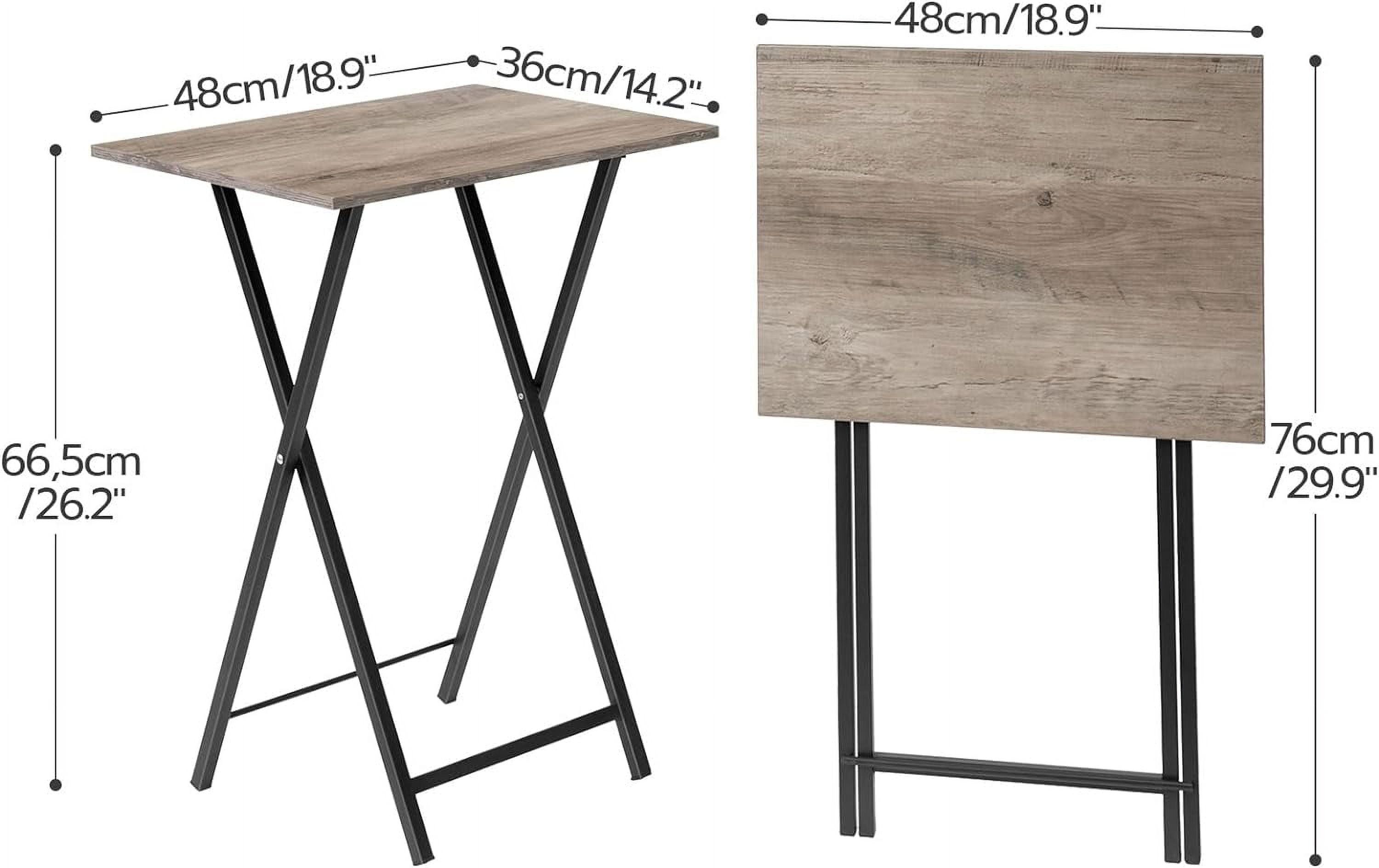 Folding TV Tray Tables, Set of 2 Side Table for Small Space, Industrial Snack Tables for Eating at Couch, Stable Metal Frame, Easy Assembly, Space Saving