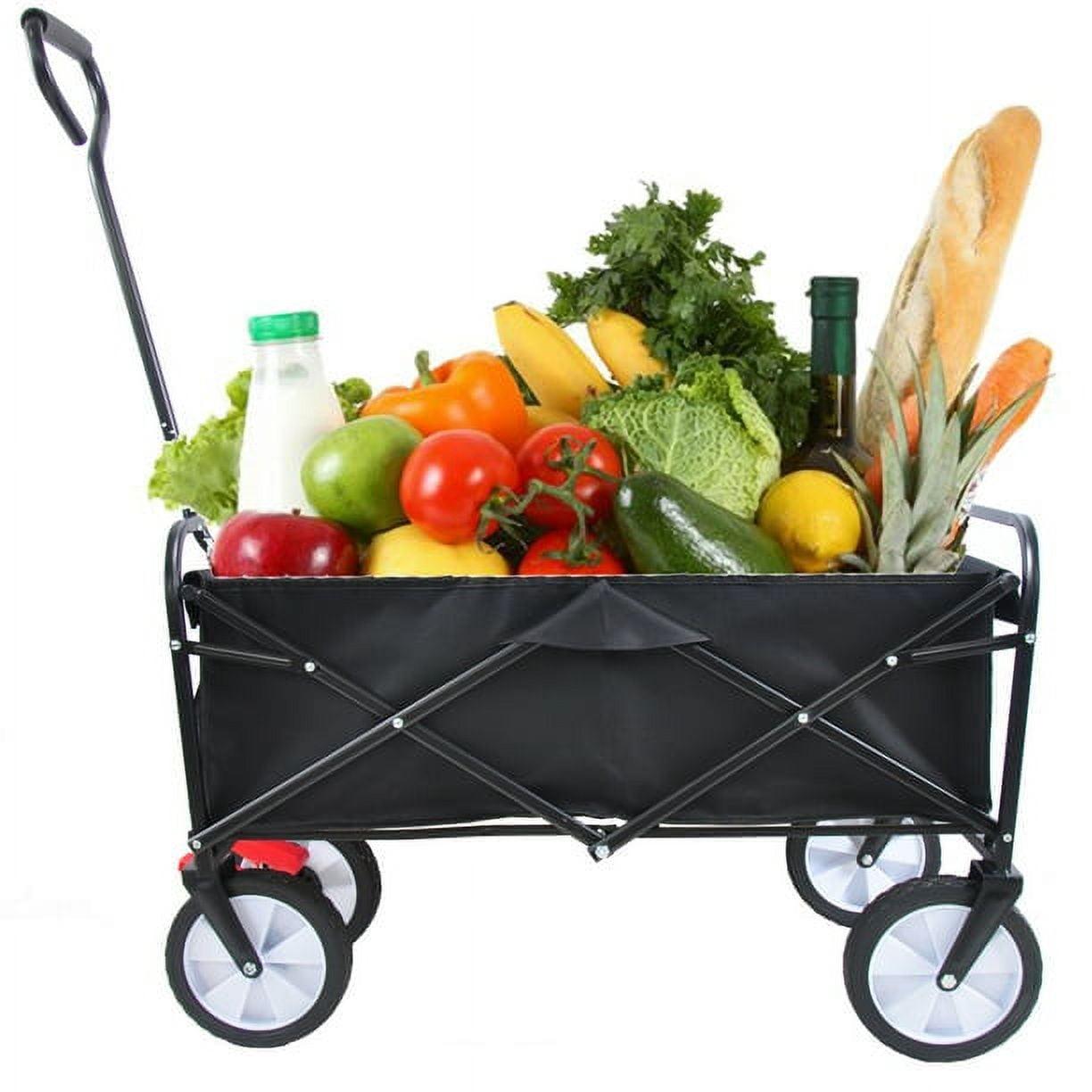 Black Heavy-Duty Folding Utility Wagon with Steel Frame