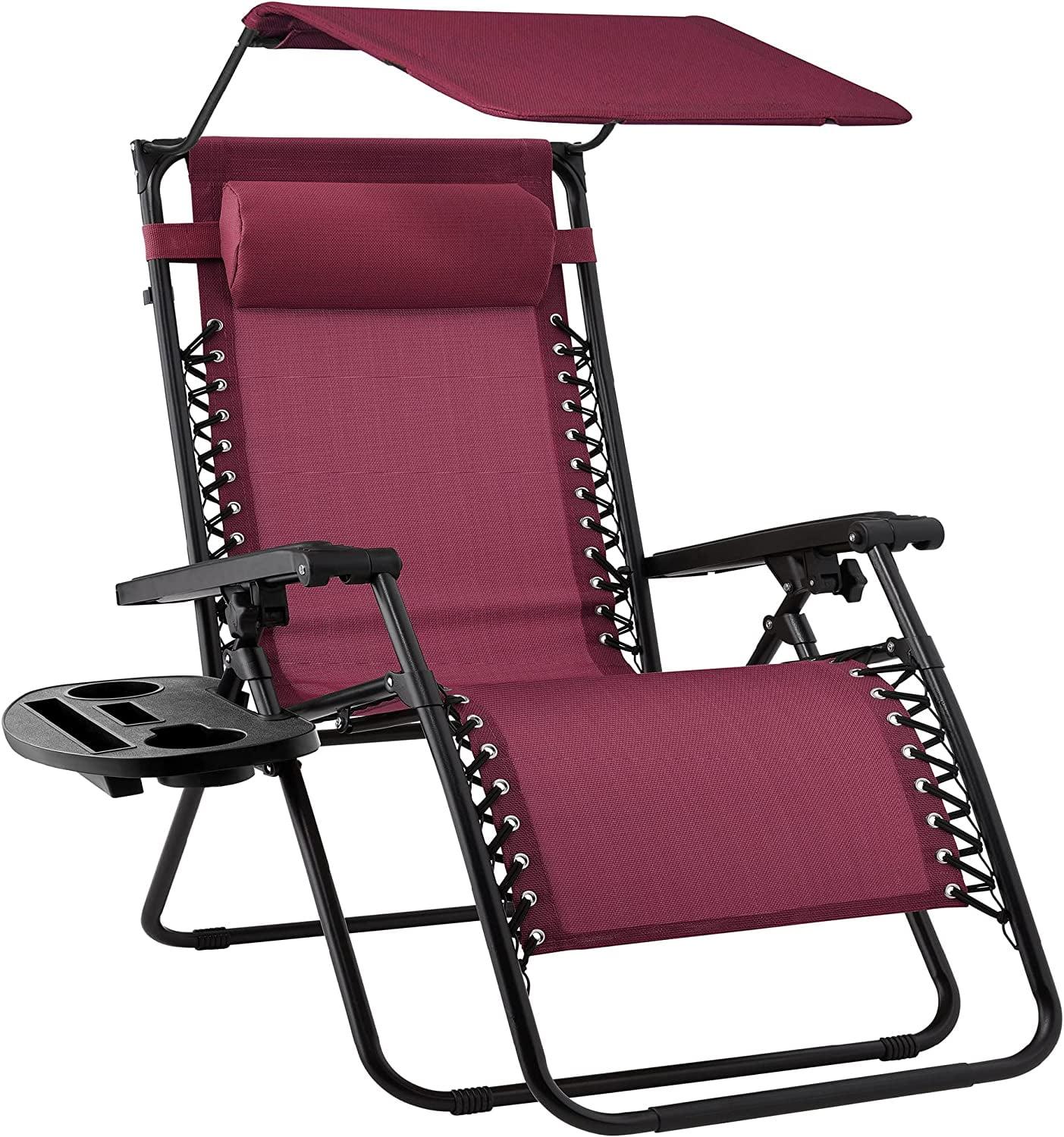 Crimson Red Folding Zero Gravity Recliner with Canopy and Tray