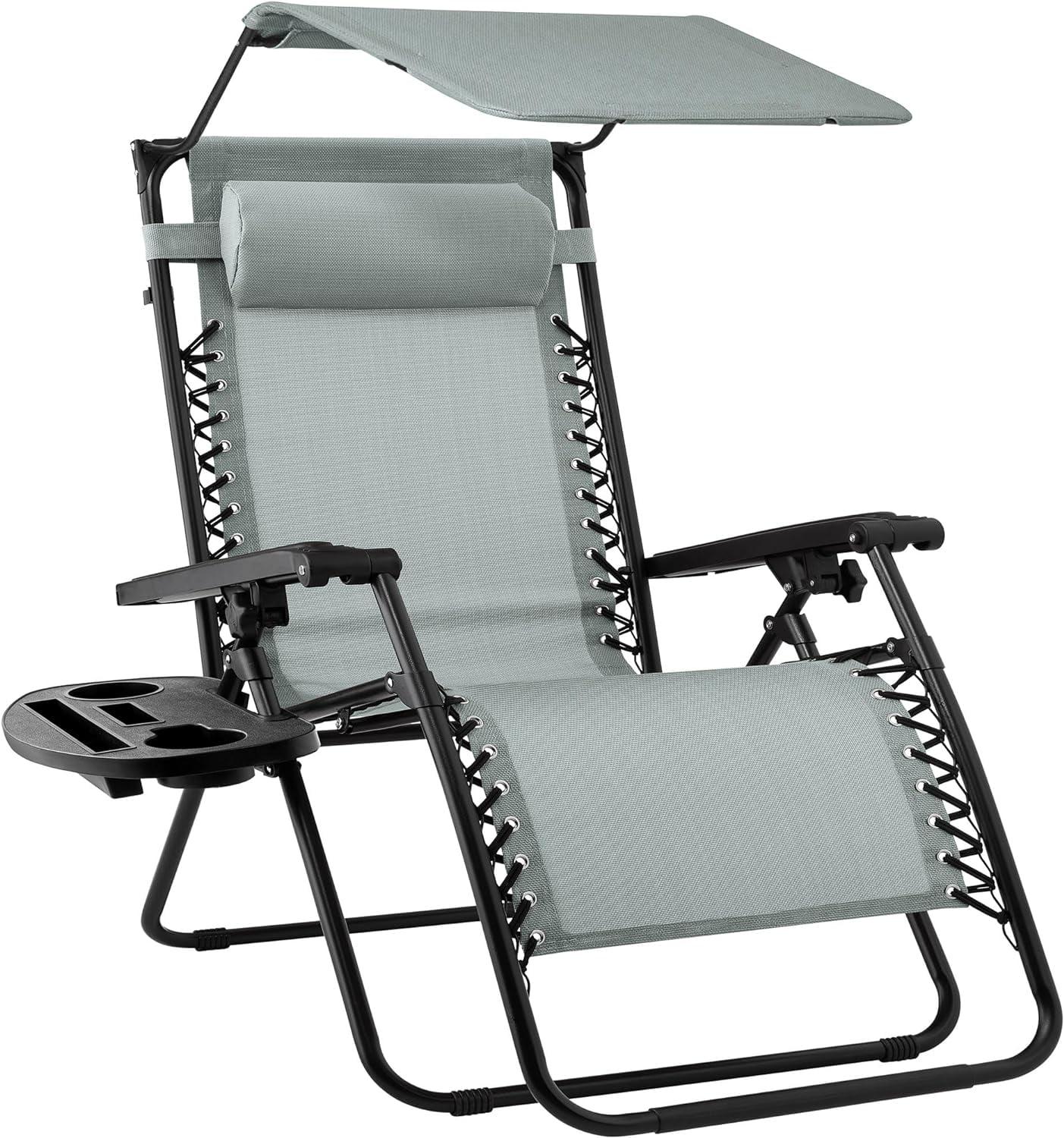 Crimson Red Folding Zero Gravity Recliner with Canopy and Tray