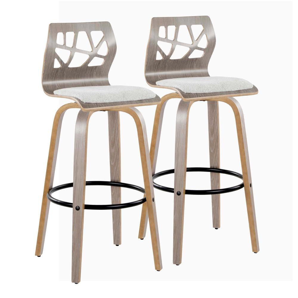 LumiSource Grey Folia 30" Fixed-Height Barstool - Set of 2