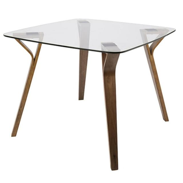 38" Folia Mid-Century Modern Dining Table Clear - LumiSource: Scandinavian Style, Glass Surface, Seats 4