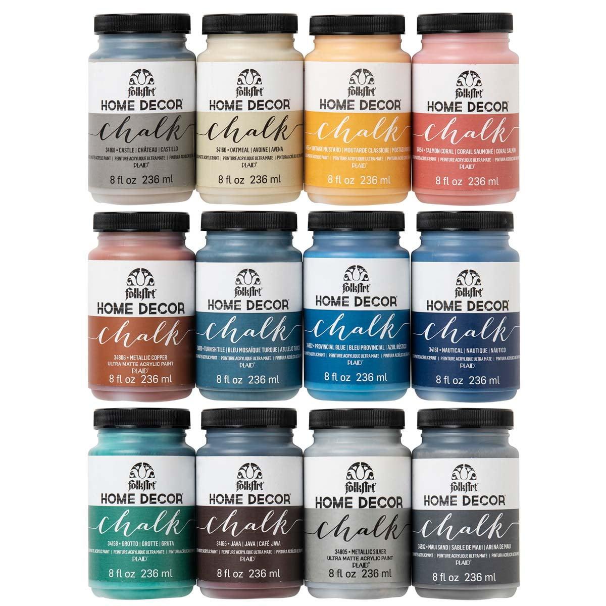 FolkArt Ultra Matte Chalk Finish Acrylic Paint Set, 8 fl oz, 12-Pack