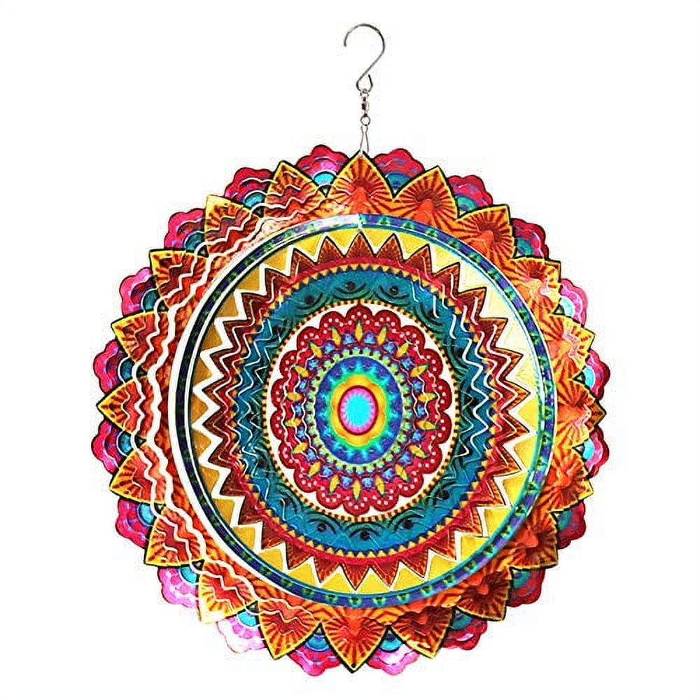 Fonmy Indoor Outdoor Garden Decoration Multi Color Mandala Wind Spinners 12" Yard Decor Crafts Ornaments 12 inch