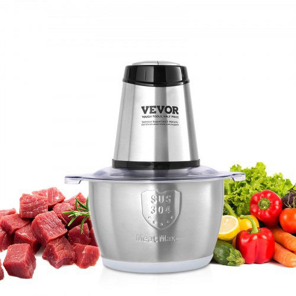 Food Processor, Electric Meat Grinder with 4-Wing Stainless Steel Blades, 400W Electric Food Chopper, 8 Cup Stainless Steel Bowl, 2 Speeds Food Grinder for Baby Food, Meat, Onion, Vegetables