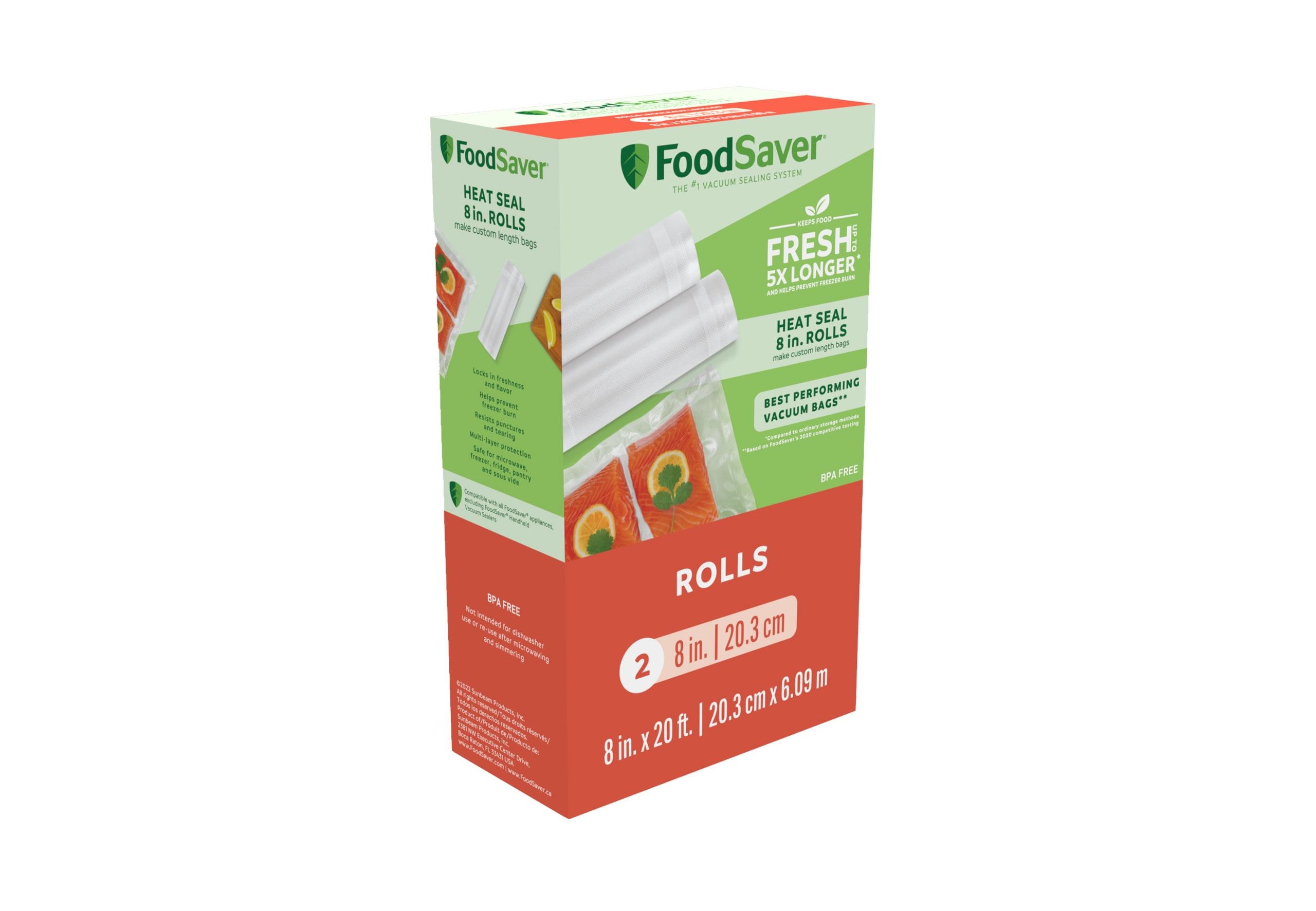 FoodSaver 8" x 20' BPA-Free Vacuum Seal Rolls, 2-Pack