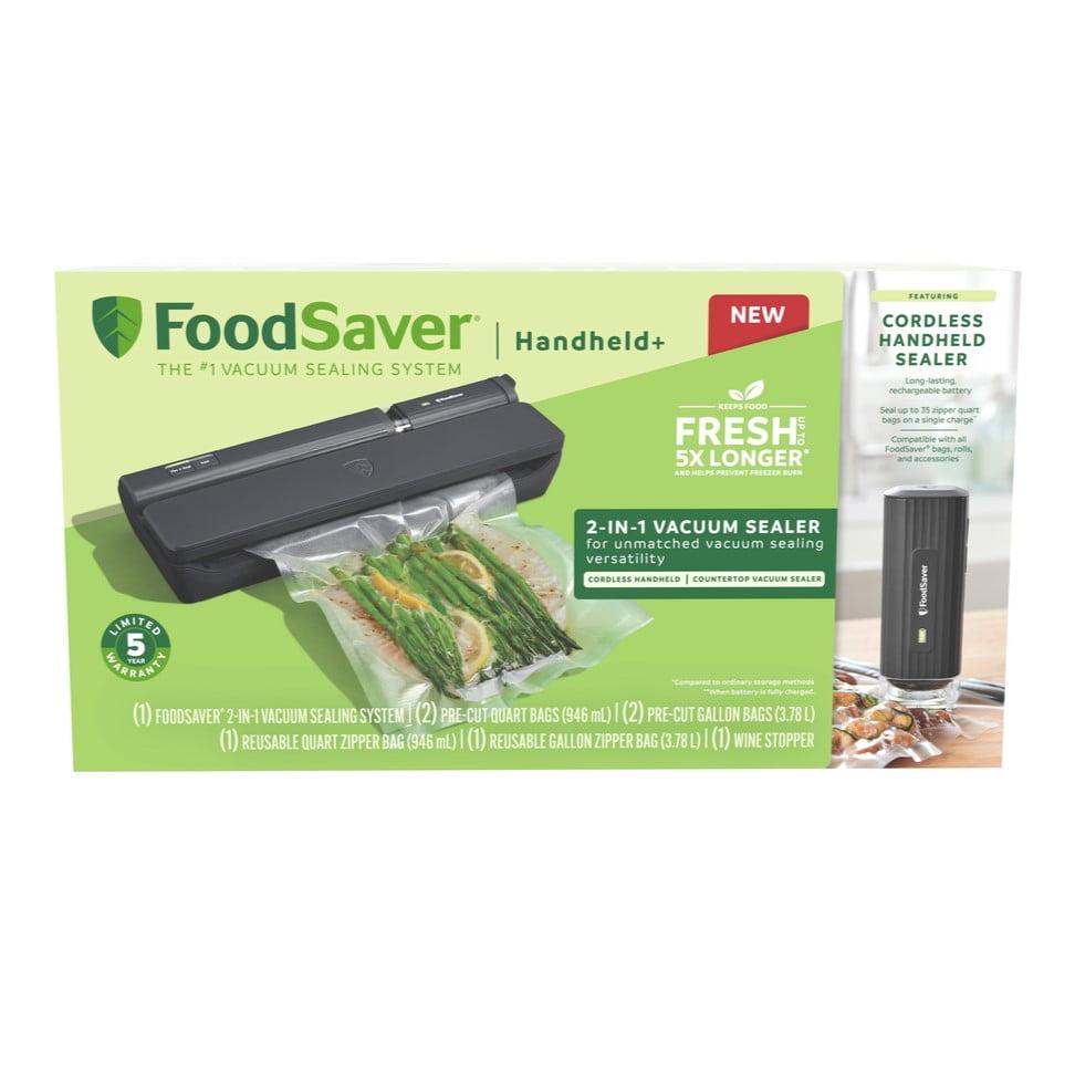 FoodSaver 2-in-1 Vacuum Sealer System + Cordless Handheld Sealer Black MS2010: 5-Year Warranty, Plastic, Spot Clean