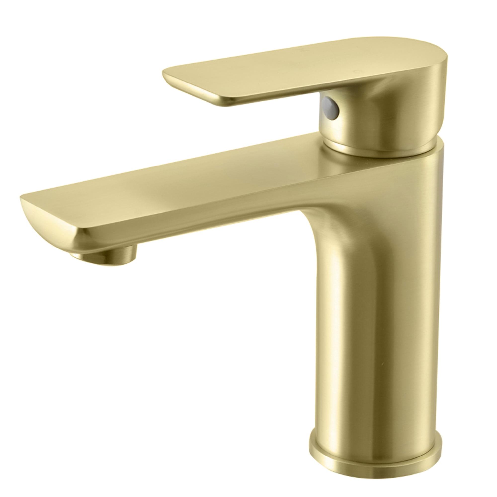 Brushed Gold Single Handle Low Arc Bathroom Faucet