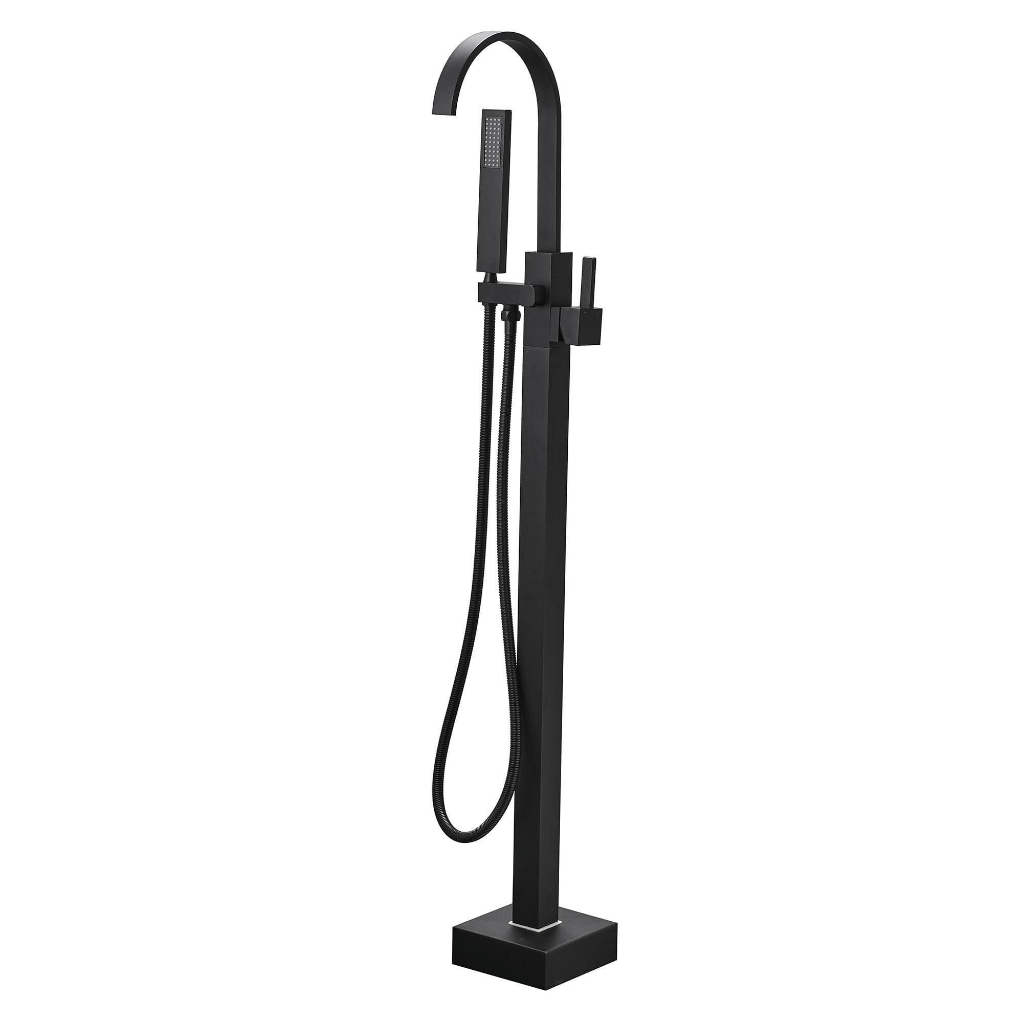 Matte Black Freestanding Tub Faucet with Hand Shower