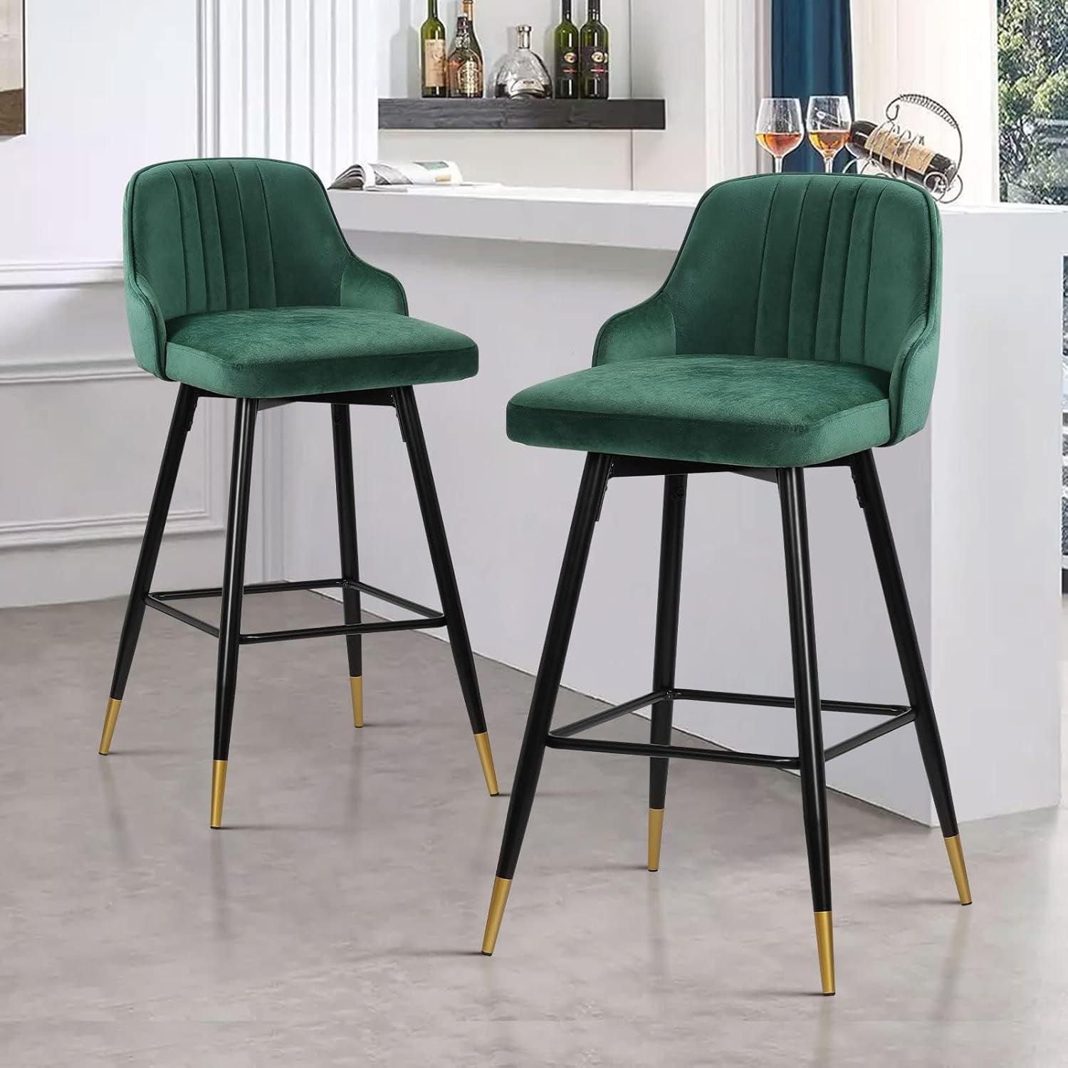 Swivel Velvet Upholstered Counter & Bar Stool (Set of 2)