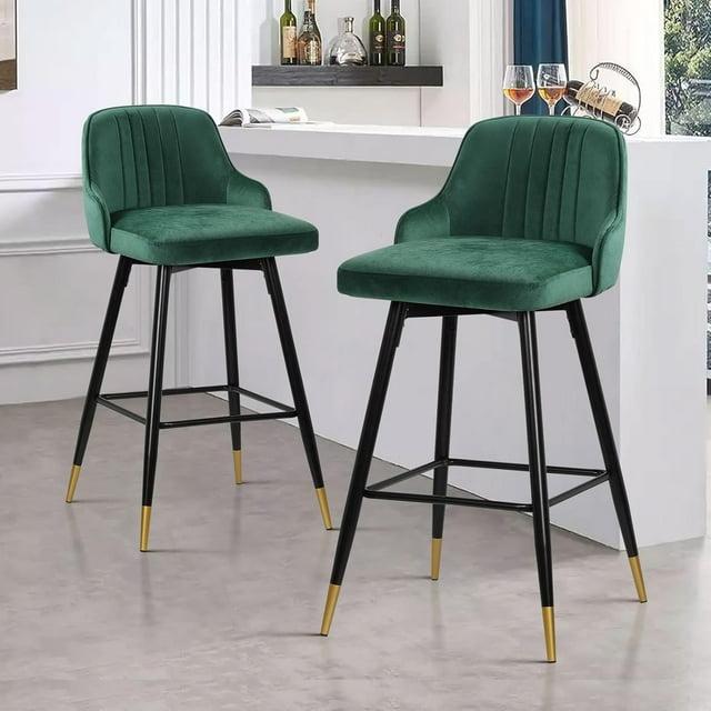 Everly Quinn Swivel Velvet Upholstered Counter & Bar Stool (Set of 2)