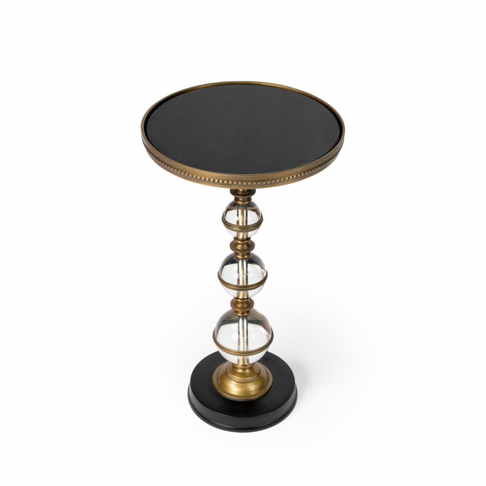 Forella Black Granite and Acrylic Pedestal Side Table