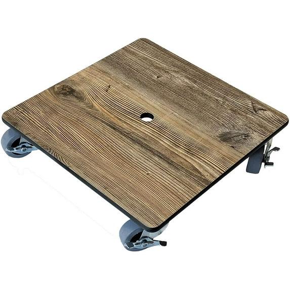Foreman Plant Caddy Square 12 inch Heavy Duty 300 Lbs Capacity Flower Pot Holder Rack Planter Stand Premium HPL Plastic Wood Grain with Metal Lockable Caster Wheels Outdoor Indoor Dolly Cart, Amaretto