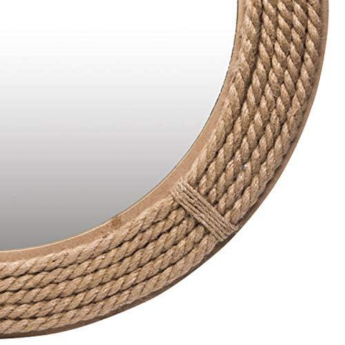 23.75 Inch Round Natural Rope and Wood Wall Mirror