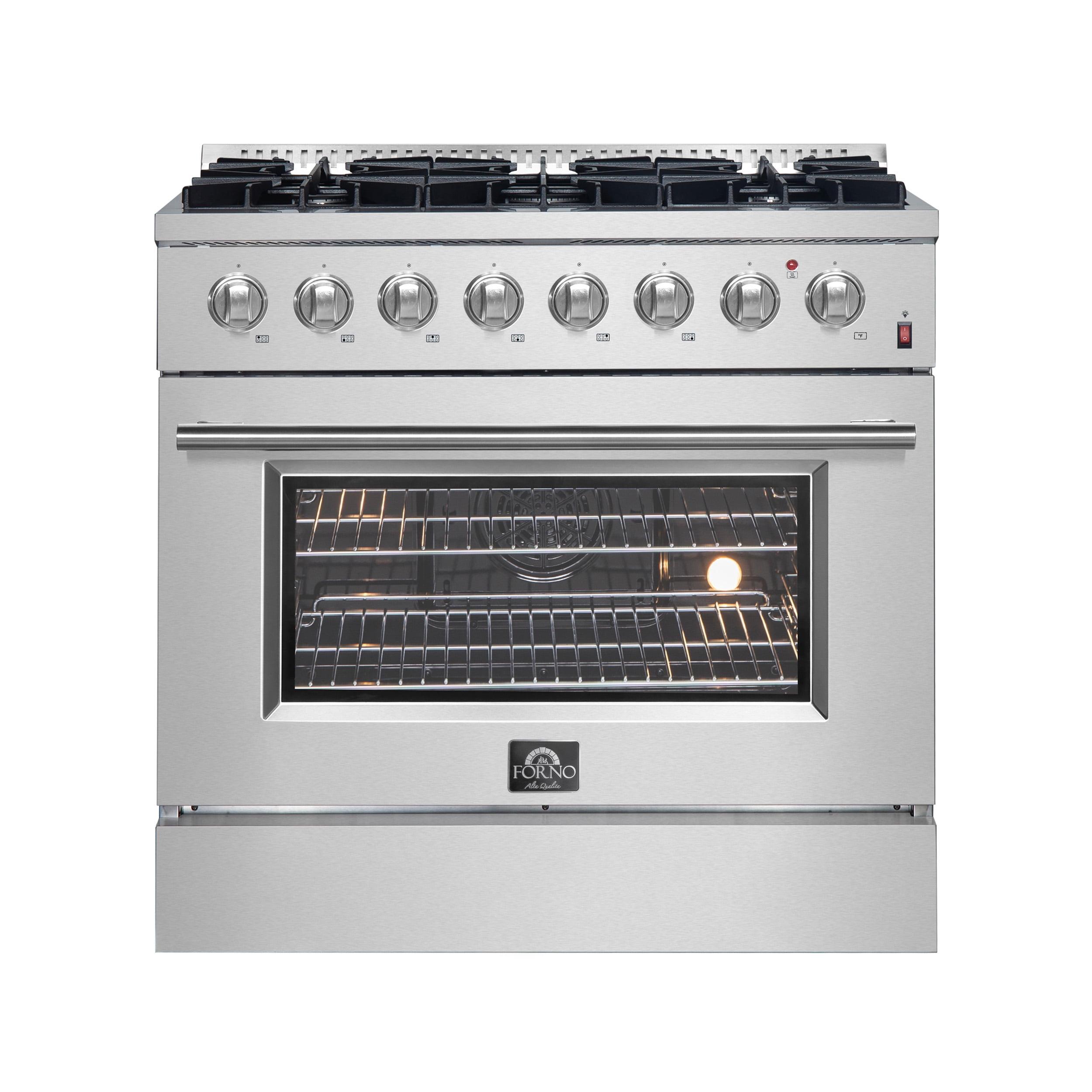 Forno Marco 36-Inch Dual Fuel Range Stainless Steel, 6 Burners, 5.36 cu.ft. True Conve FFSGS6197-36