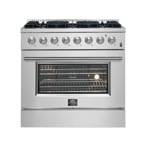 Forno Marco 36-Inch Dual Fuel Range Stainless Steel, 6 Burners, 5.36 cu.ft. True Conve FFSGS6197-36